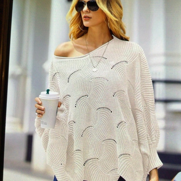Unbranded Sweaters - Women’s Batwing pullover off shoulder hollow knit